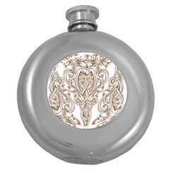 Beautiful Gold Floral Pattern Round Hip Flask (5 Oz) by NouveauDesign