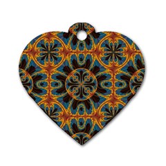 Tapestry Pattern Dog Tag Heart (two Sides) by linceazul