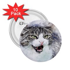 Cat Pet Art Abstract Watercolor 2 25  Buttons (10 Pack)  by Celenk