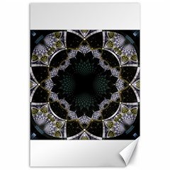 Fractal Aqua Silver Pattern Canvas 24  X 36  by Celenk