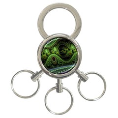 Fractal Green Gears Fantasy 3-ring Key Chains by Celenk