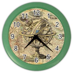Map Compass Nautical Vintage Color Wall Clocks by Celenk