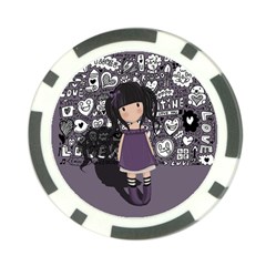 Dolly Girl In Purple Poker Chip Card Guard by Valentinaart