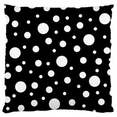 White On Black Polka Dot Pattern Large Cushion Case (one Side) by LoolyElzayat