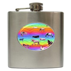 Horses In Rainbow Hip Flask (6 Oz) by CosmicEsoteric