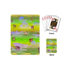 Cows And Clouds In The Green Fields Playing Cards (mini)  by CosmicEsoteric
