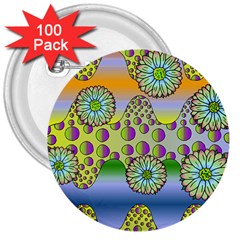 Amoeba Flowers 3  Buttons (100 Pack)  by CosmicEsoteric