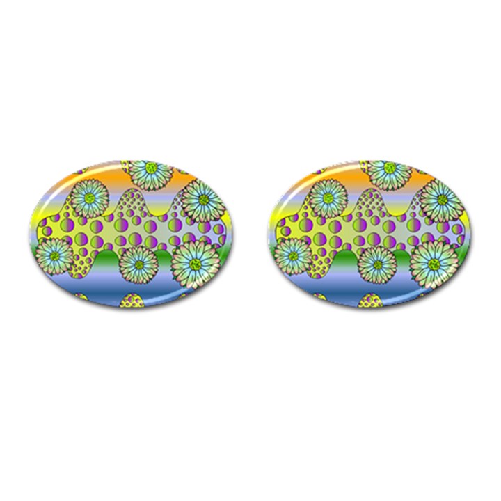 Amoeba Flowers Cufflinks (Oval)