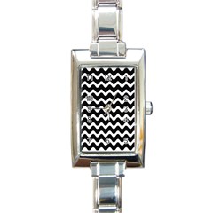 Wave Pattern Wavy Halftone Rectangle Italian Charm Watch by Celenk