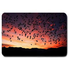 Sunset Dusk Silhouette Sky Birds Large Doormat  by Celenk