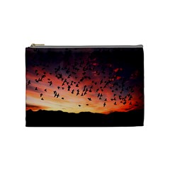 Sunset Dusk Silhouette Sky Birds Cosmetic Bag (medium)  by Celenk