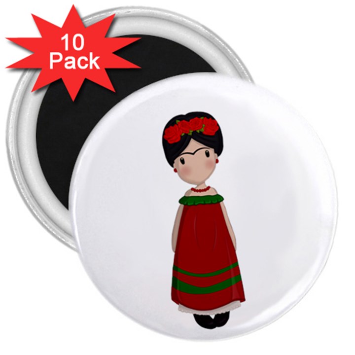 Frida Kahlo doll 3  Magnets (10 pack) 