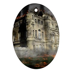 Castle Ruin Attack Destruction Oval Ornament (two Sides) by Celenk