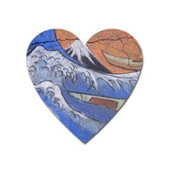 Harvard Mayfair Hokusai Chalk Wave Fuji Heart Magnet by Celenk