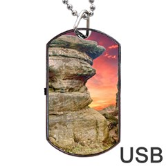 Rocks Landscape Sky Sunset Nature Dog Tag Usb Flash (one Side)