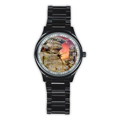 Rocks Landscape Sky Sunset Nature Stainless Steel Round Watch