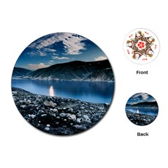 Shore Mountain Water Landscape Playing Cards (round) 