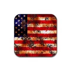 American Flag Usa Symbol National Rubber Coaster (square)  by Celenk