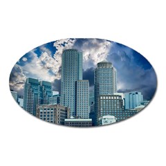 Tower Blocks Skyscraper City Modern Oval Magnet by Celenk