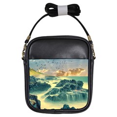 Coastline Sea Nature Sky Landscape Girls Sling Bags by Celenk