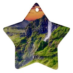 Waterfall Landscape Nature Scenic Ornament (star) by Celenk