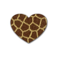 Background Texture Giraffe Rubber Coaster (heart)  by Celenk