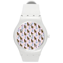 Outside Brown Cats Round Plastic Sport Watch (m) by snowwhitegirl