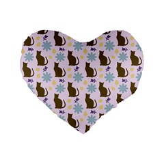 Outside Brown Cats Standard 16  Premium Flano Heart Shape Cushions by snowwhitegirl