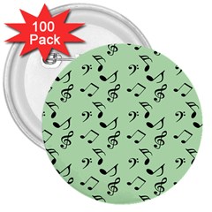 Mint Green Music 3  Buttons (100 Pack)  by snowwhitegirl