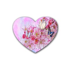 Nice Nature Flowers Plant Ornament Rubber Coaster (heart)  by Nexatart