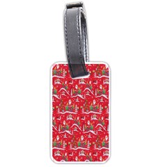 Red Background Christmas Luggage Tags (one Side)  by Nexatart