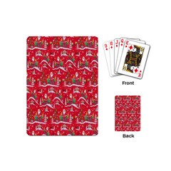 Red Background Christmas Playing Cards (mini) 