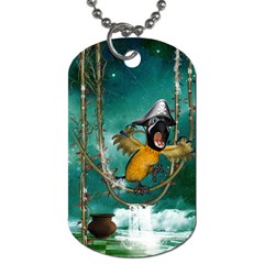 Funny Pirate Parrot With Hat Dog Tag (two Sides) by FantasyWorld7