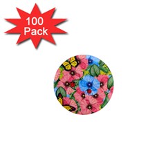 Floral Scene 1  Mini Magnets (100 Pack)  by linceazul