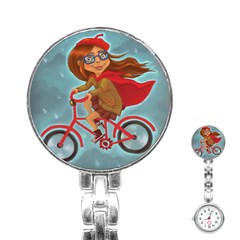 Girl On A Bike Stainless Steel Nurses Watch by chipolinka
