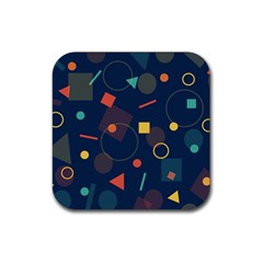 Blue Background Backdrop Geometric Rubber Square Coaster (4 Pack) 