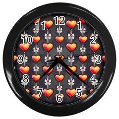 Love Heart Background Wall Clocks (black) by Nexatart