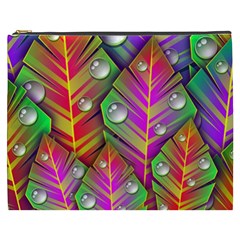 Abstract Background Colorful Leaves Cosmetic Bag (xxxl) 