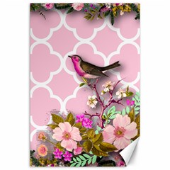Shabby Chic,floral,bird,pink,collage Canvas 24  X 36  by NouveauDesign
