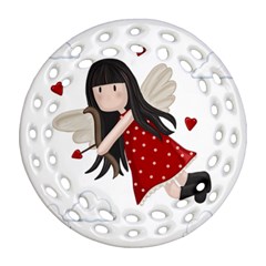 Cupid Girl Ornament (round Filigree) by Valentinaart