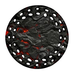 Rock Volcanic Hot Lava Burn Boil Round Filigree Ornament (two Sides) by Nexatart