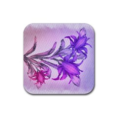 Flowers Flower Purple Flower Rubber Coaster (square) 