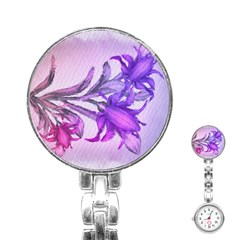 Flowers Flower Purple Flower Stainless Steel Nurses Watch