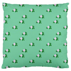 Pink Flowers Green Big Large Flano Cushion Case (two Sides) by snowwhitegirl