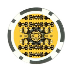 Ornate Circulate Is Festive In A Flower Wreath Decorative Poker Chip Card Guard by pepitasart