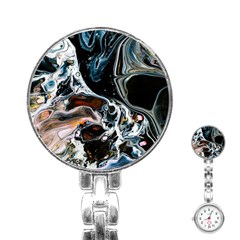 Abstract Flow River Black Stainless Steel Nurses Watch by Nexatart