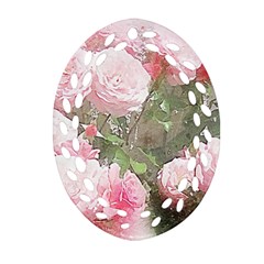 Flowers Roses Art Abstract Nature Oval Filigree Ornament (two Sides)
