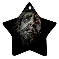 Jesuschrist Face Dark Poster Ornament (star) by dflcprints