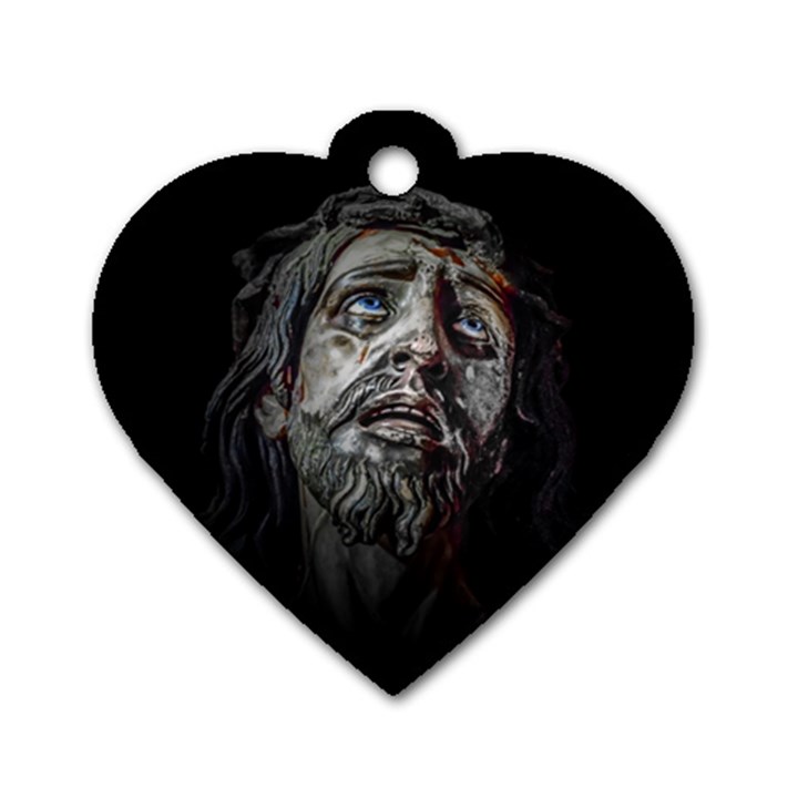 Jesuschrist Face Dark Poster Dog Tag Heart (Two Sides)