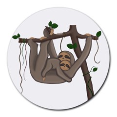 Cute Sloth Round Mousepads by Valentinaart